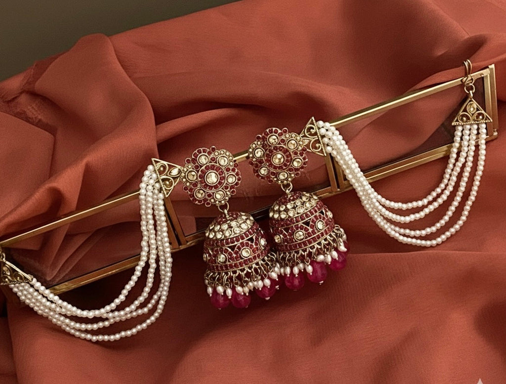 Bidisha Pink sahara jhumka earrings