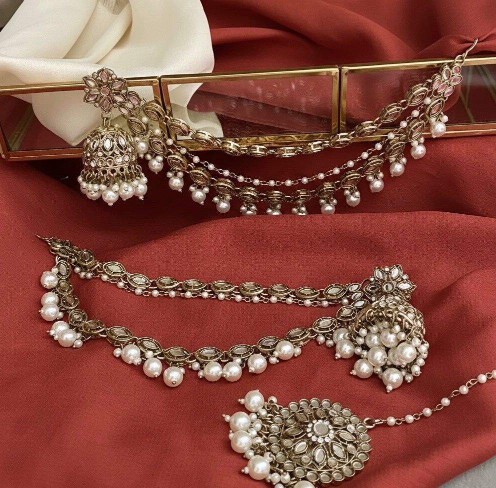 Kanak ivory sahara jhumka earrings