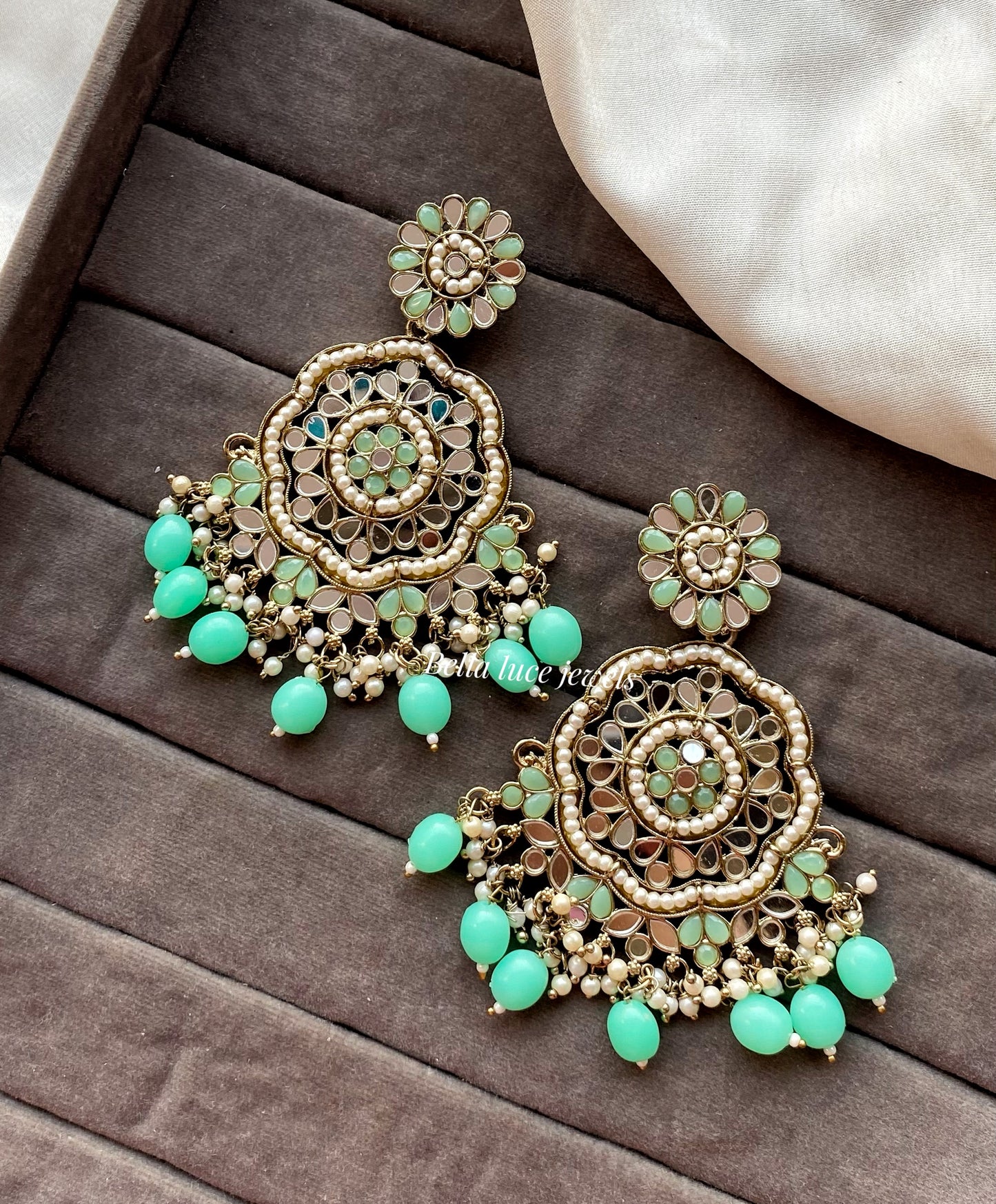 Mint Green Zoya Mirror Earrings