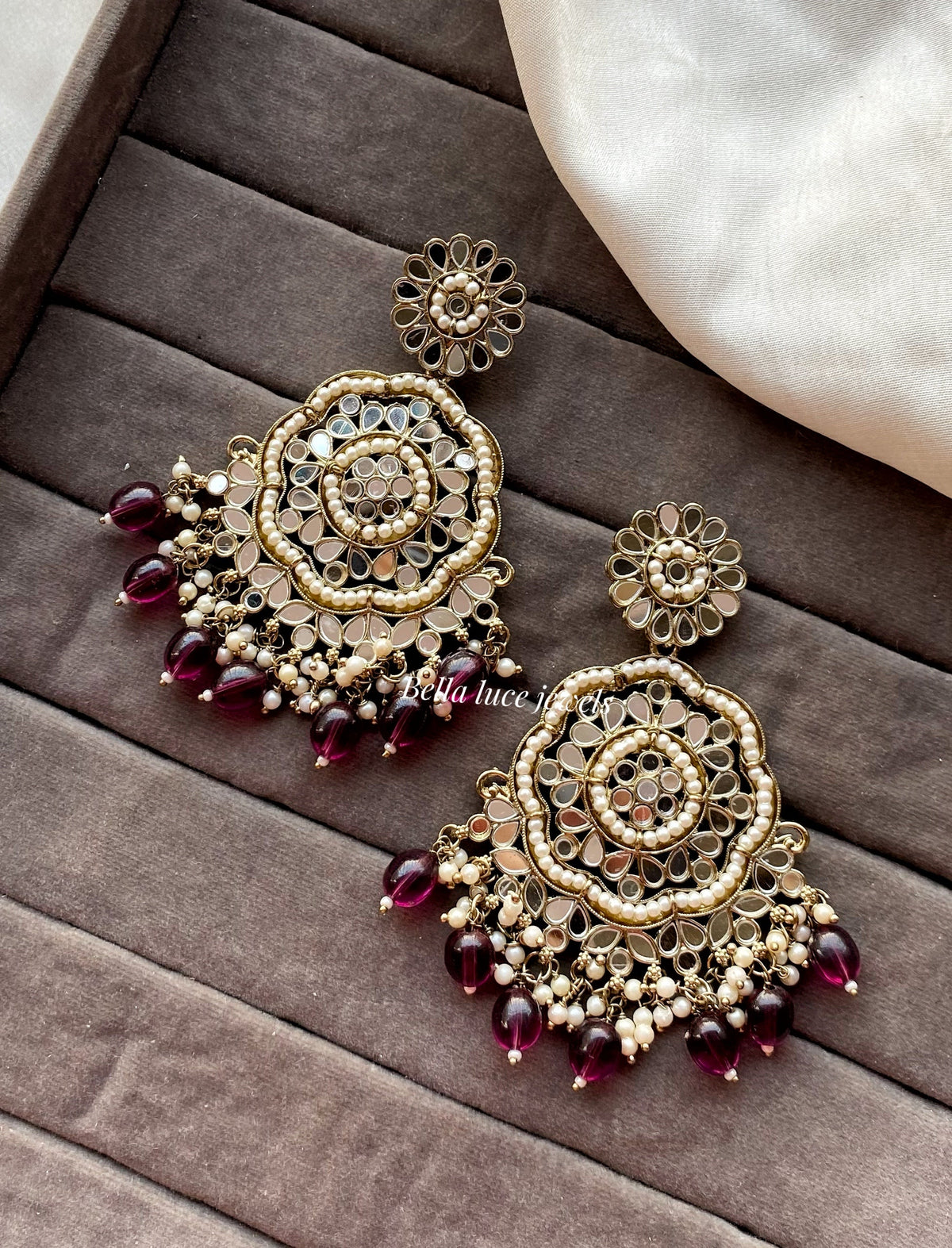 Wine Zoya Mirror Earrings