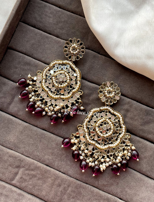 Wine Zoya Mirror Earrings