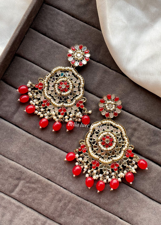 Red Zoya Mirror Earrings
