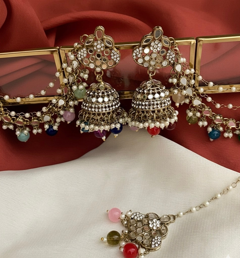 Laila multicolor mirror sahara jhumka