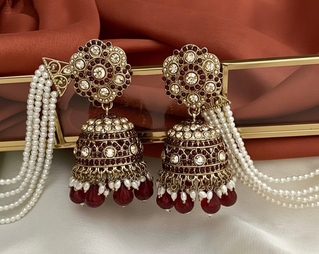 Bidisha red sahara jhumka earrings
