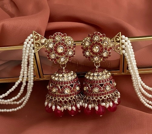 Bidisha Pink sahara jhumka earrings