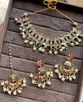 Mint Green Alka Mirror Choker Necklace Set