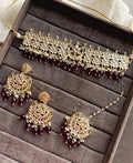 Wine Noor kundan Choker Necklace Set
