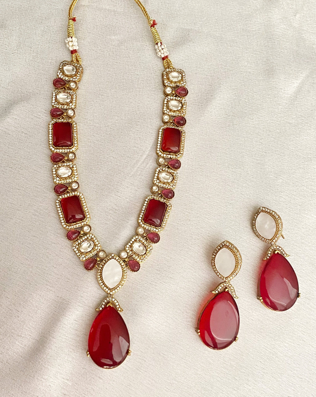 Red Tina Kundan Necklace set