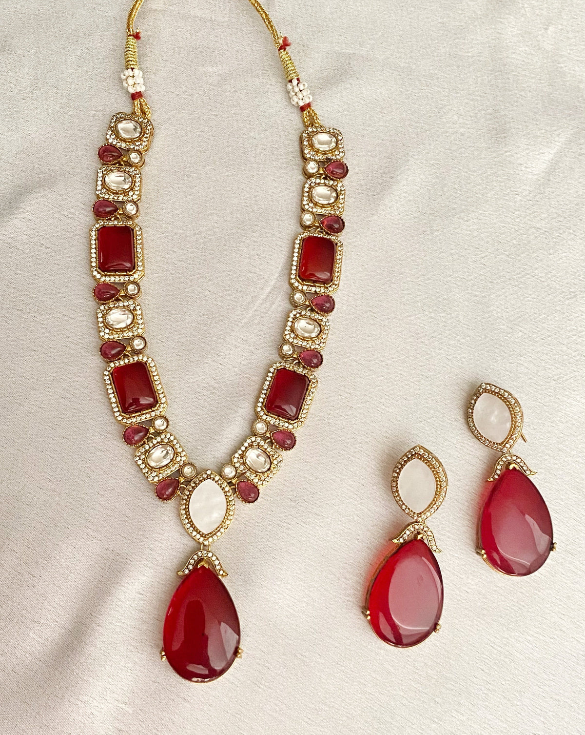 Red Tina Kundan Necklace set