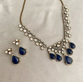 Blue Jhia mossionite Kundan necklace sets
