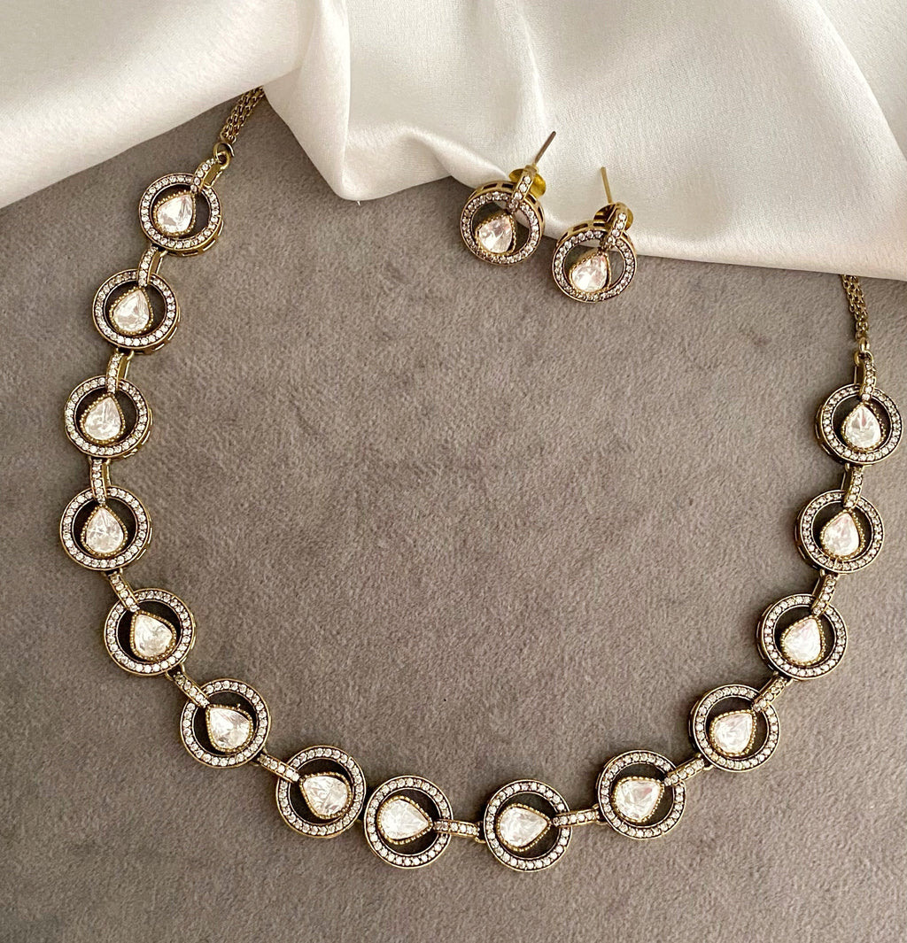 Ophelia mossionite kundan necklace