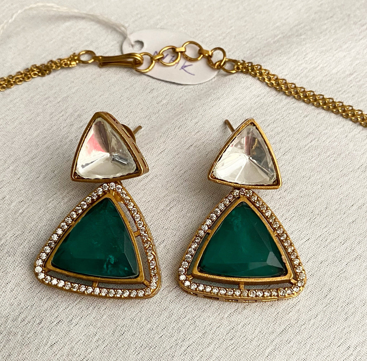 Emerald Lisa hasli mossionite necklace