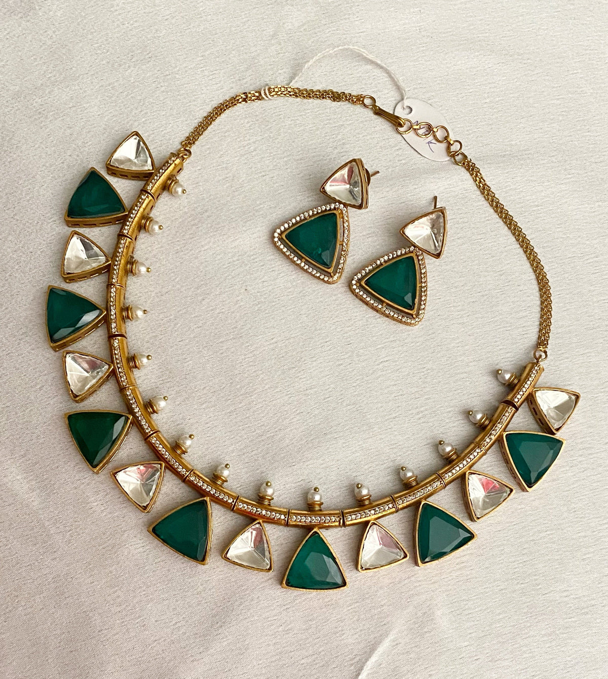 Emerald Lisa hasli mossionite necklace