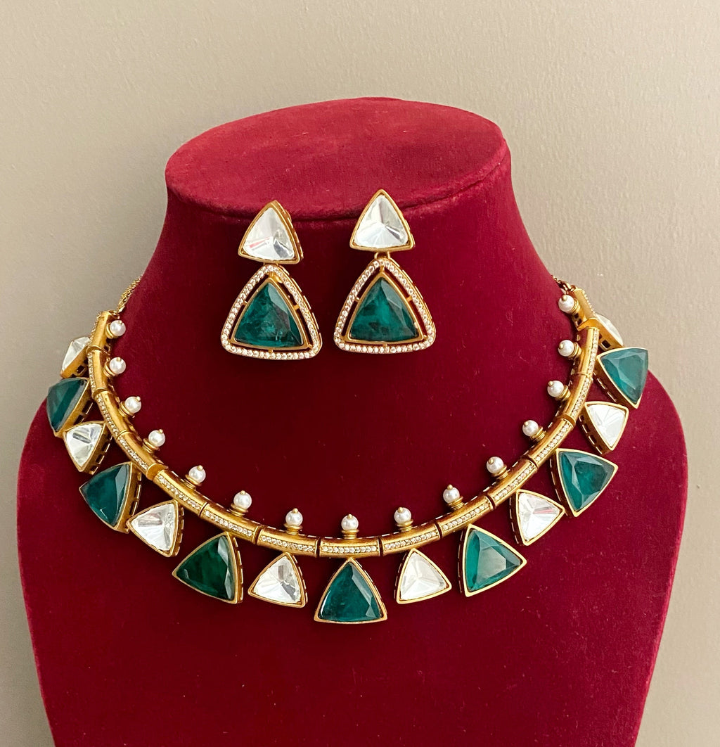 Emerald Lisa hasli mossionite necklace