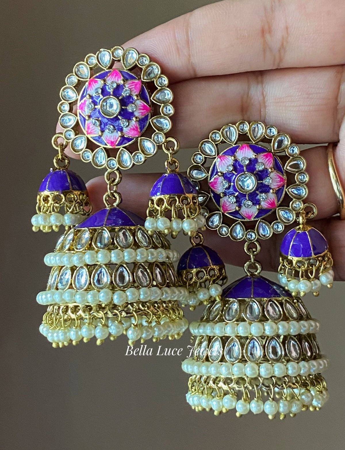 Violet Vandana Designer Meenakari Jhumka