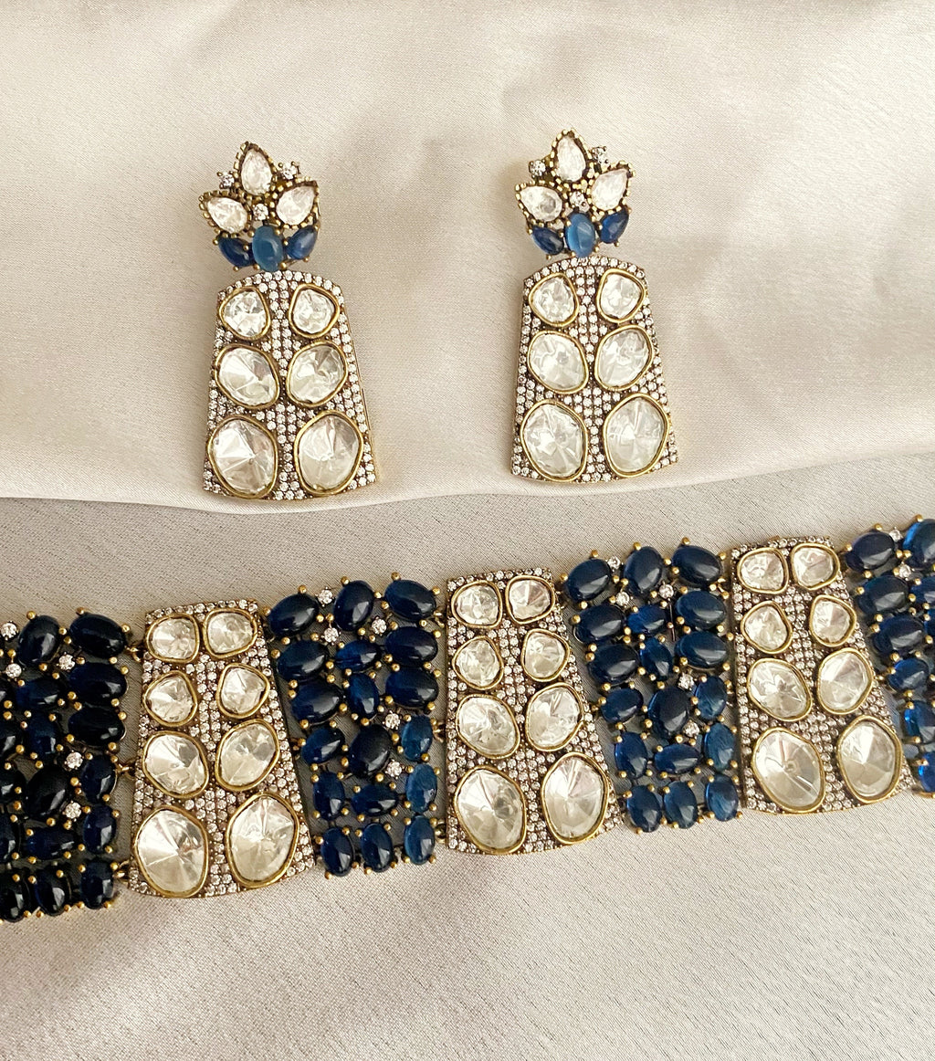 Blue Hina Kundan choker set