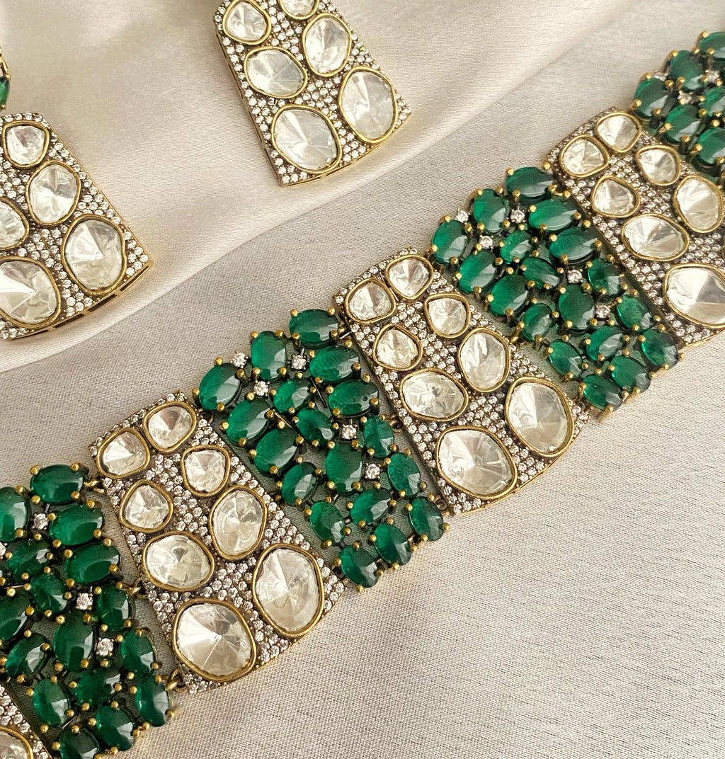 Emerald Hina Kundan choker set
