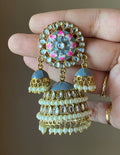 Grey Vandana Designer Meenakari Jhumka