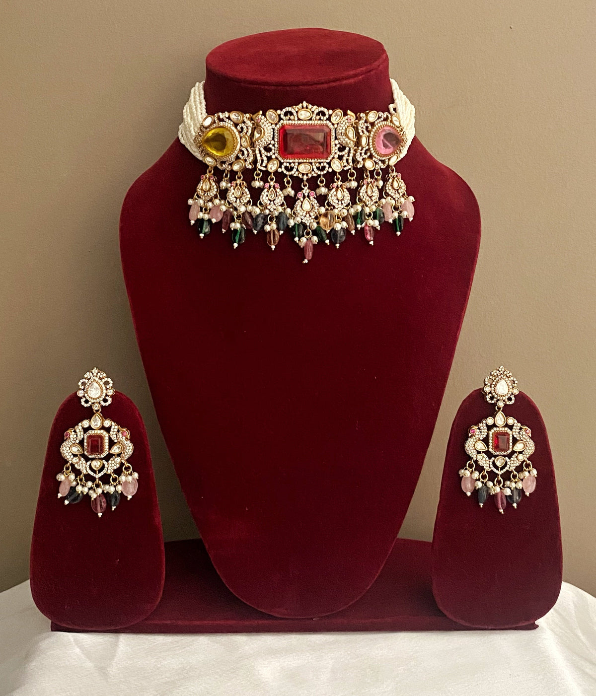 Multicolor rama choker necklace sets