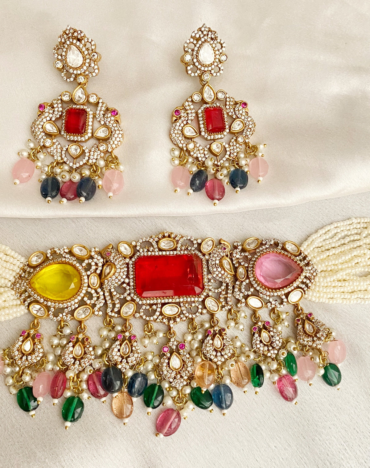 Multicolor rama choker necklace sets