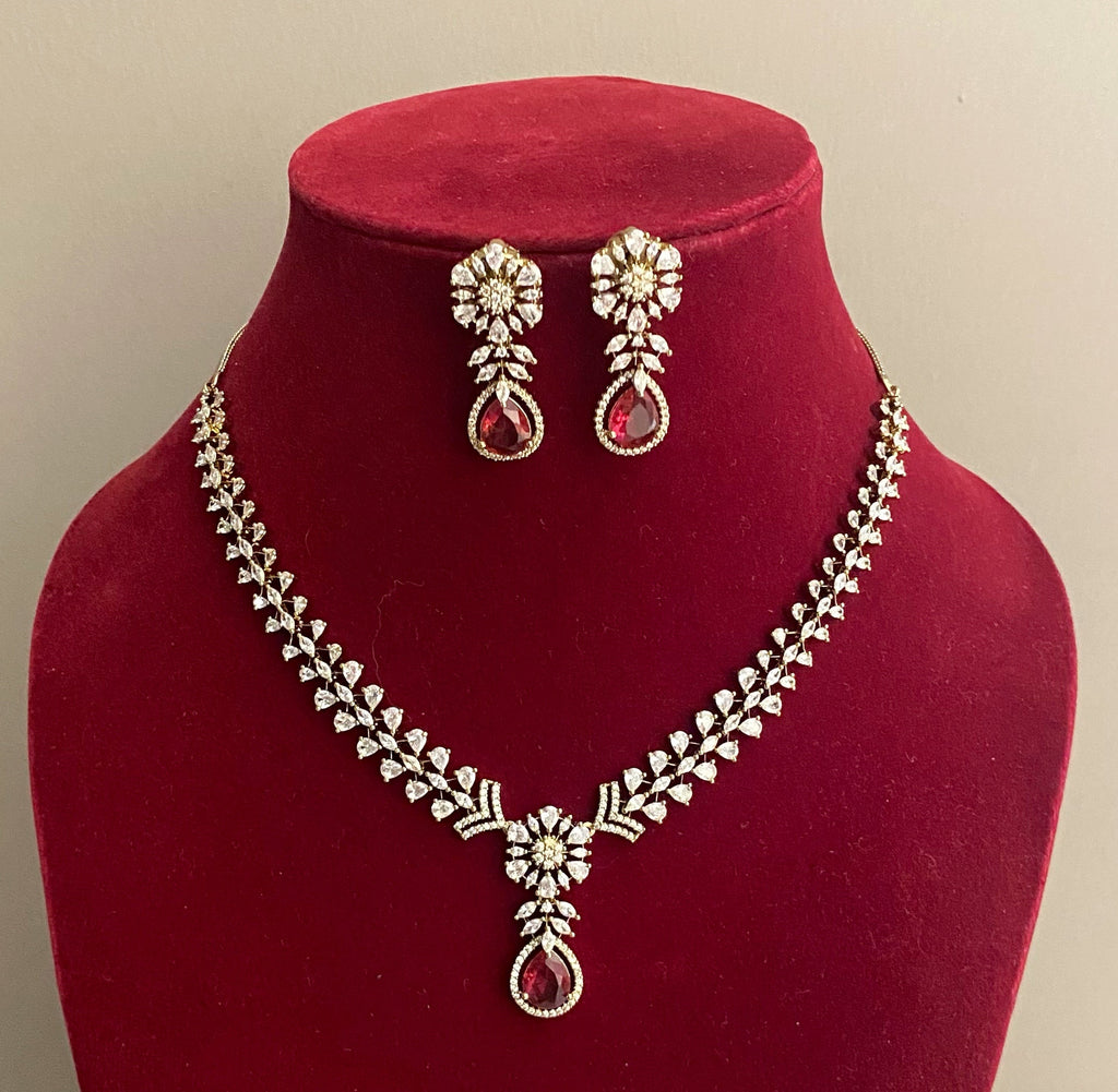 Ruby nita american diamond necklace set