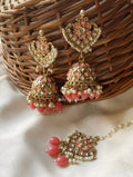 Coral Nagma Kundan Jhumka with Maangtikka