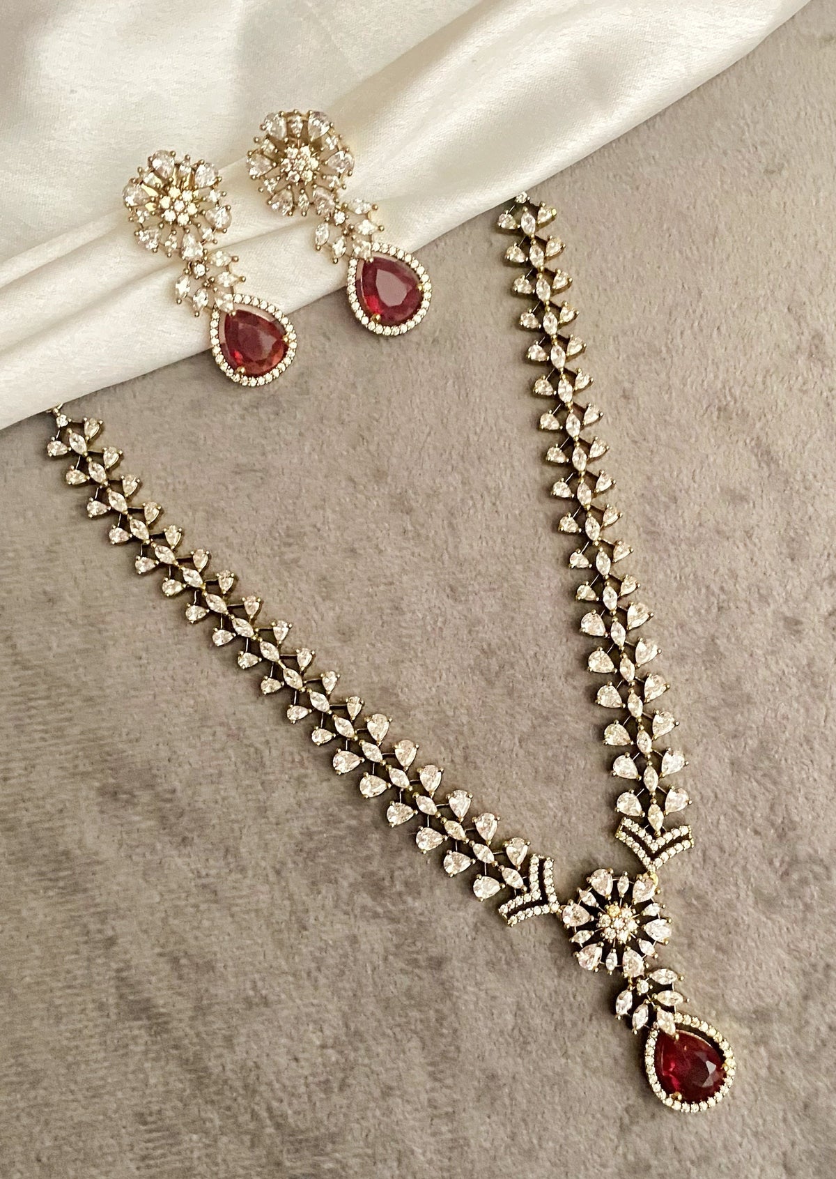 Ruby nita american diamond necklace set