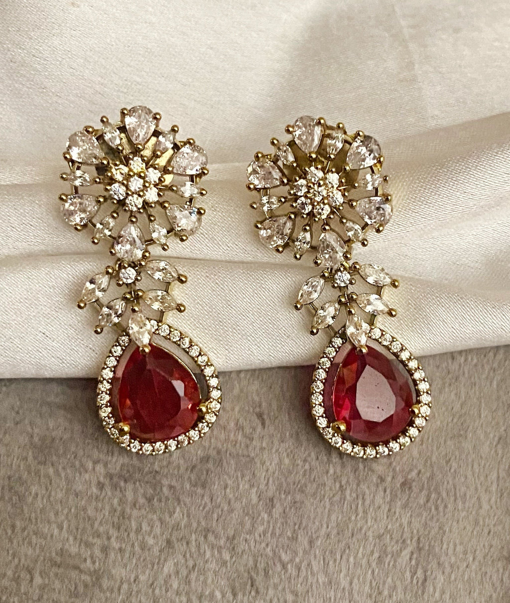 Ruby nita american diamond necklace set