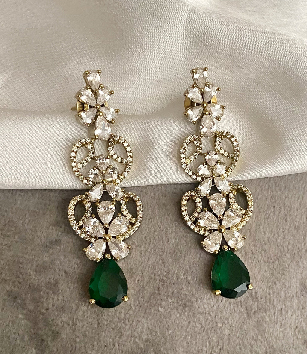 Emerald dipa american diamond necklace sets