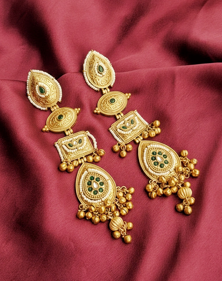 Rajni green long danglers