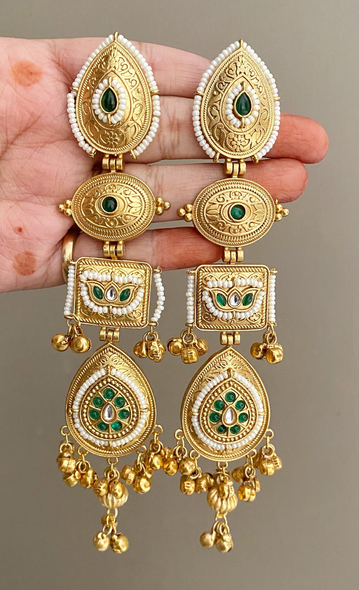 Rajni green long danglers