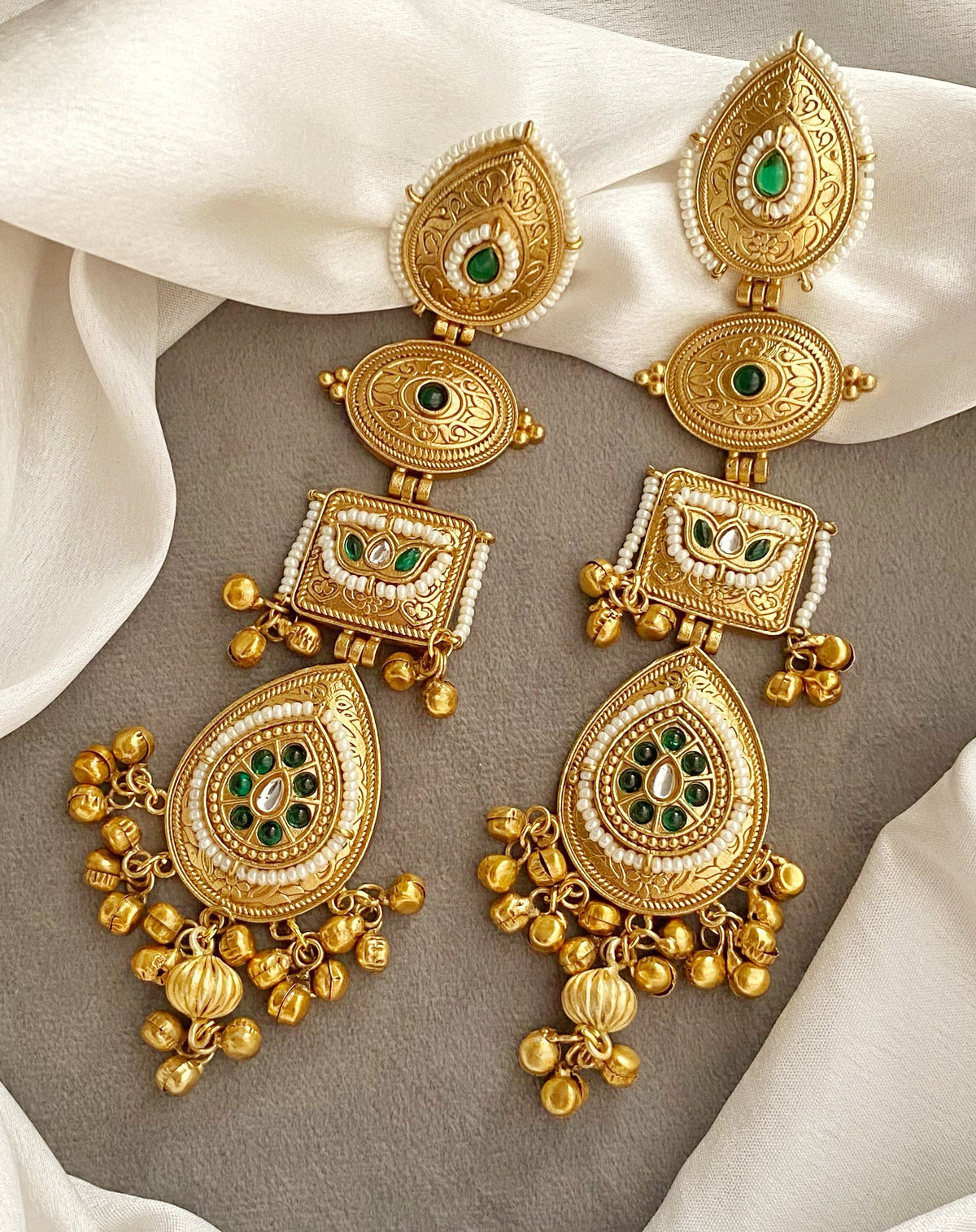 Rajni green long danglers