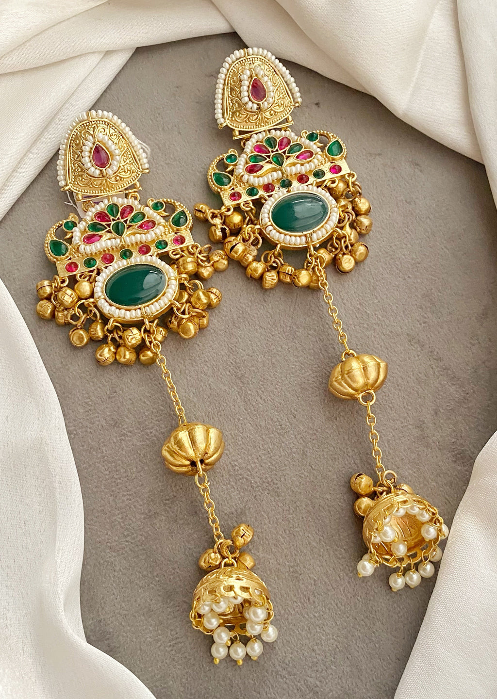 Juhi Green kashmiri jhumka earrings