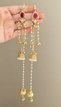 Kriti red Long kashmiri earrings