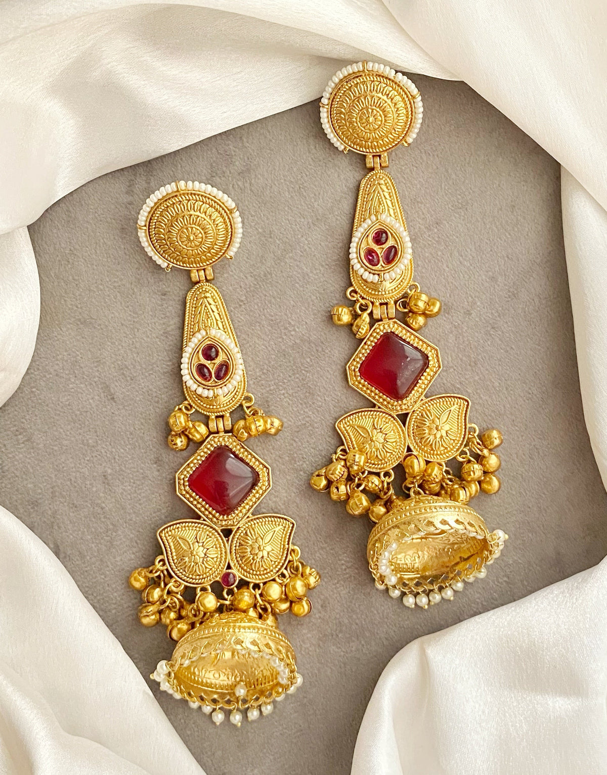 Lovely Maroon kashmiri jhumka earrings