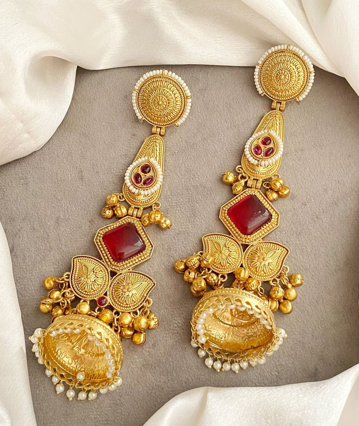 Lovely Maroon kashmiri jhumka earrings