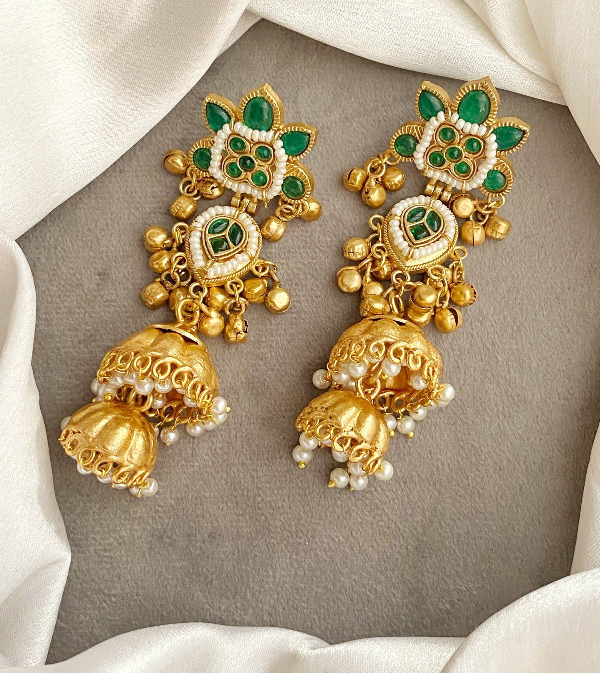 Green Jiya jhumka earrings