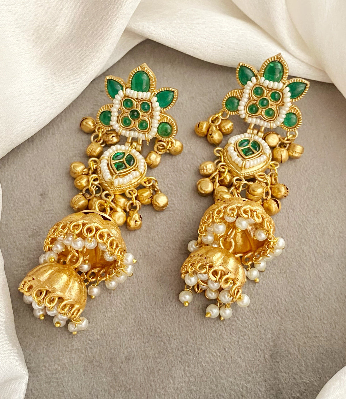 Green Jiya jhumka earrings