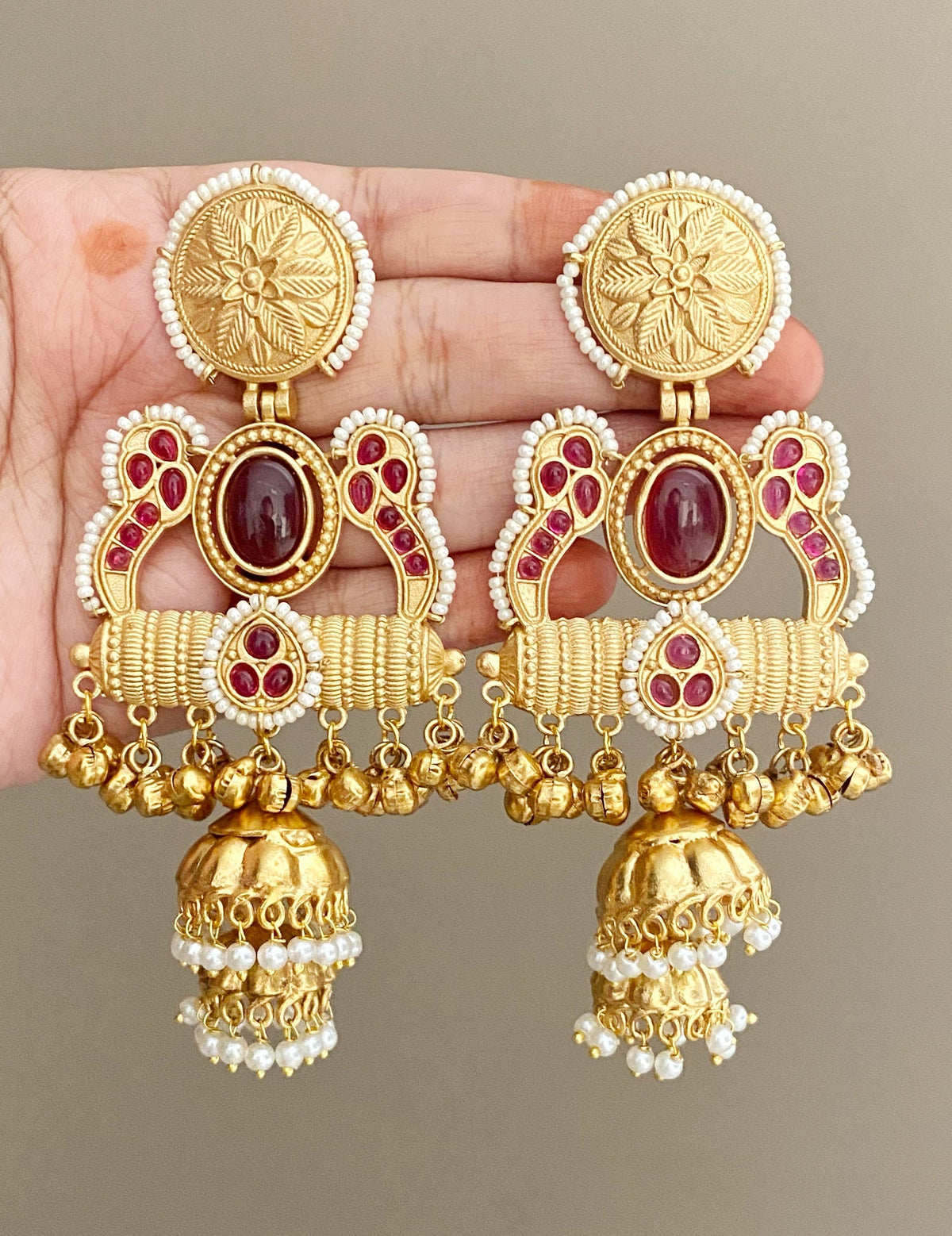 Smriti Maroon jhumka earrings