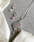 Alka rhodium Plated American diamond pendant set