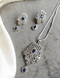 Niya rhodium Plated American diamond pendant set