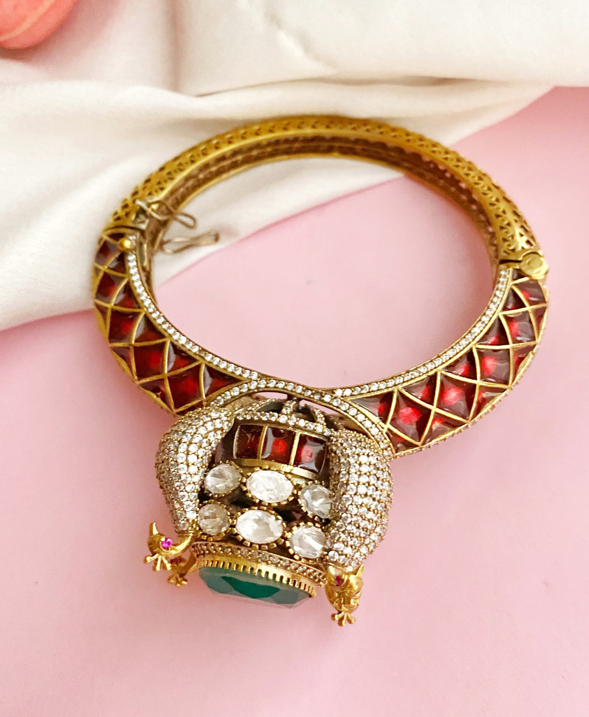 Gauri mossionite kundan bracelet