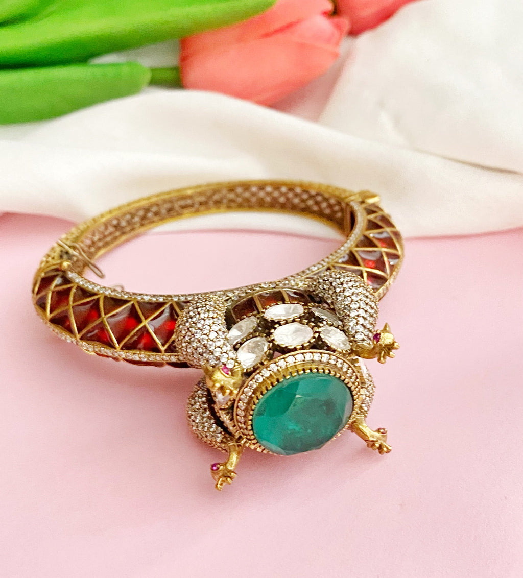 Gauri mossionite kundan bracelet