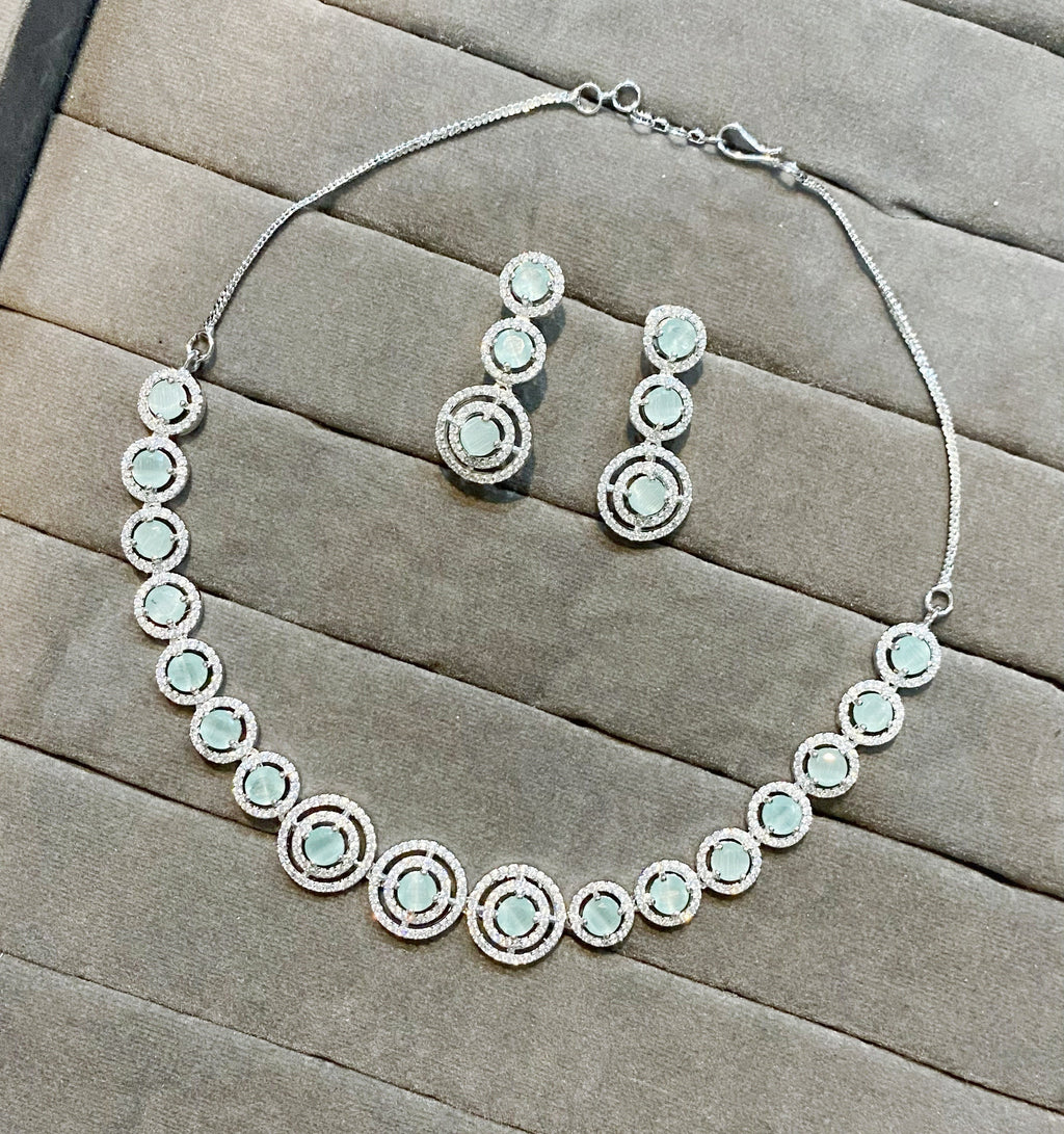 Rumani rhodium Plated American diamond ne