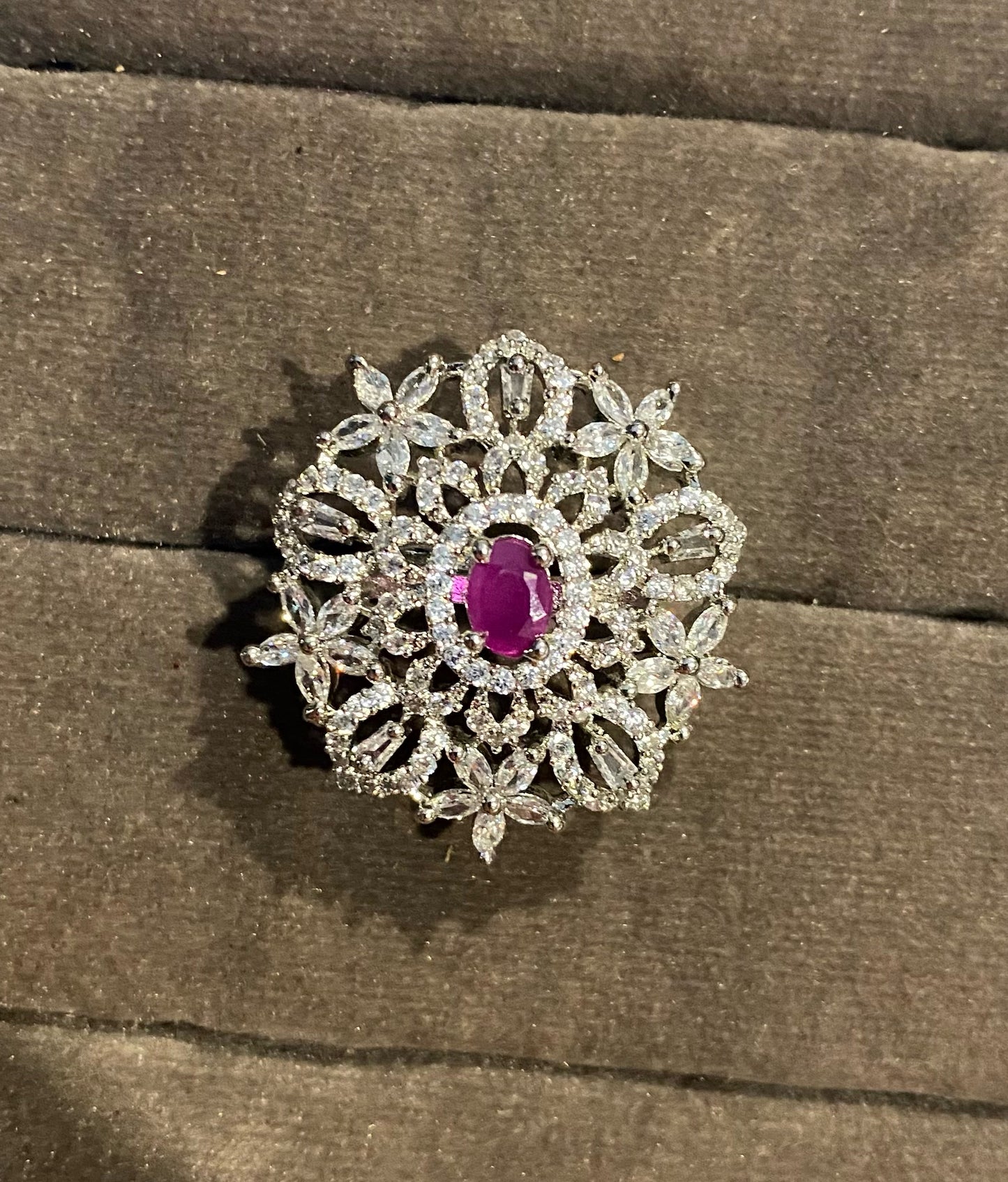 Priya rhodium plated american diamond rings