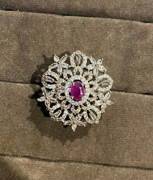 Priya rhodium plated american diamond rings