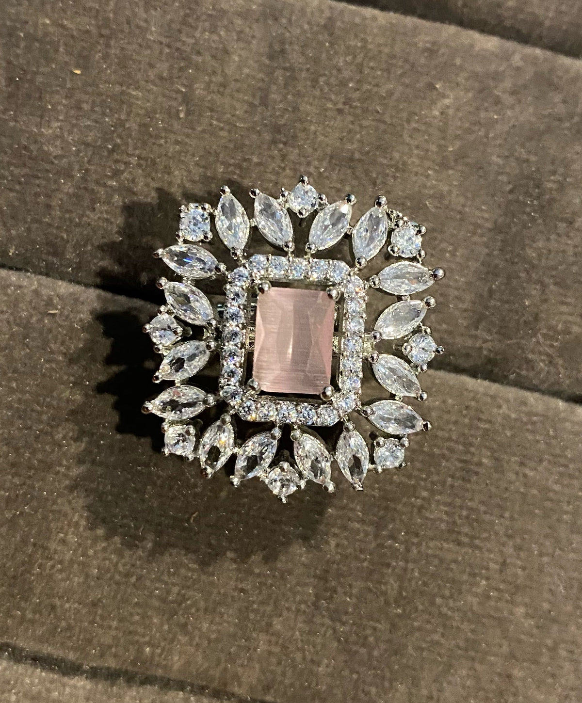Jhanvi rhodium plated american diamond rings