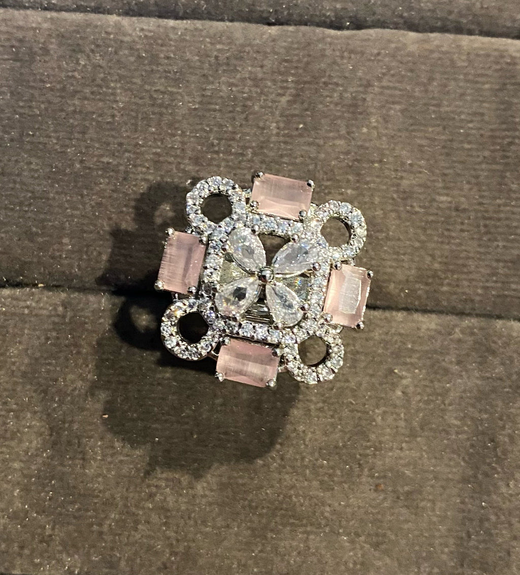 Nitya rhodium plated american diamond rings
