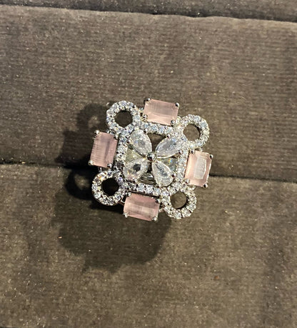 Nitya rhodium plated american diamond rings