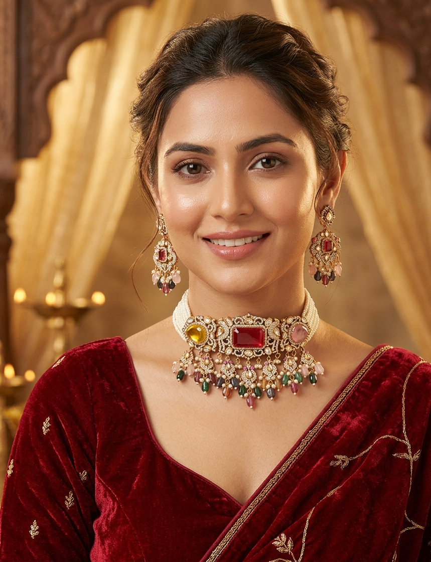 Multicolor rama choker necklace sets